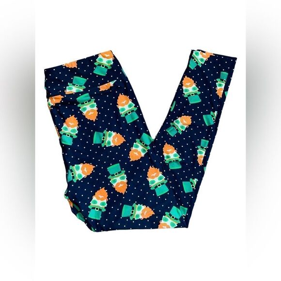 LuLaRoe Women’s TC Leggings Kelly Green Leprechauns Irish St. Patrick’s Day - Picture 6 of 12